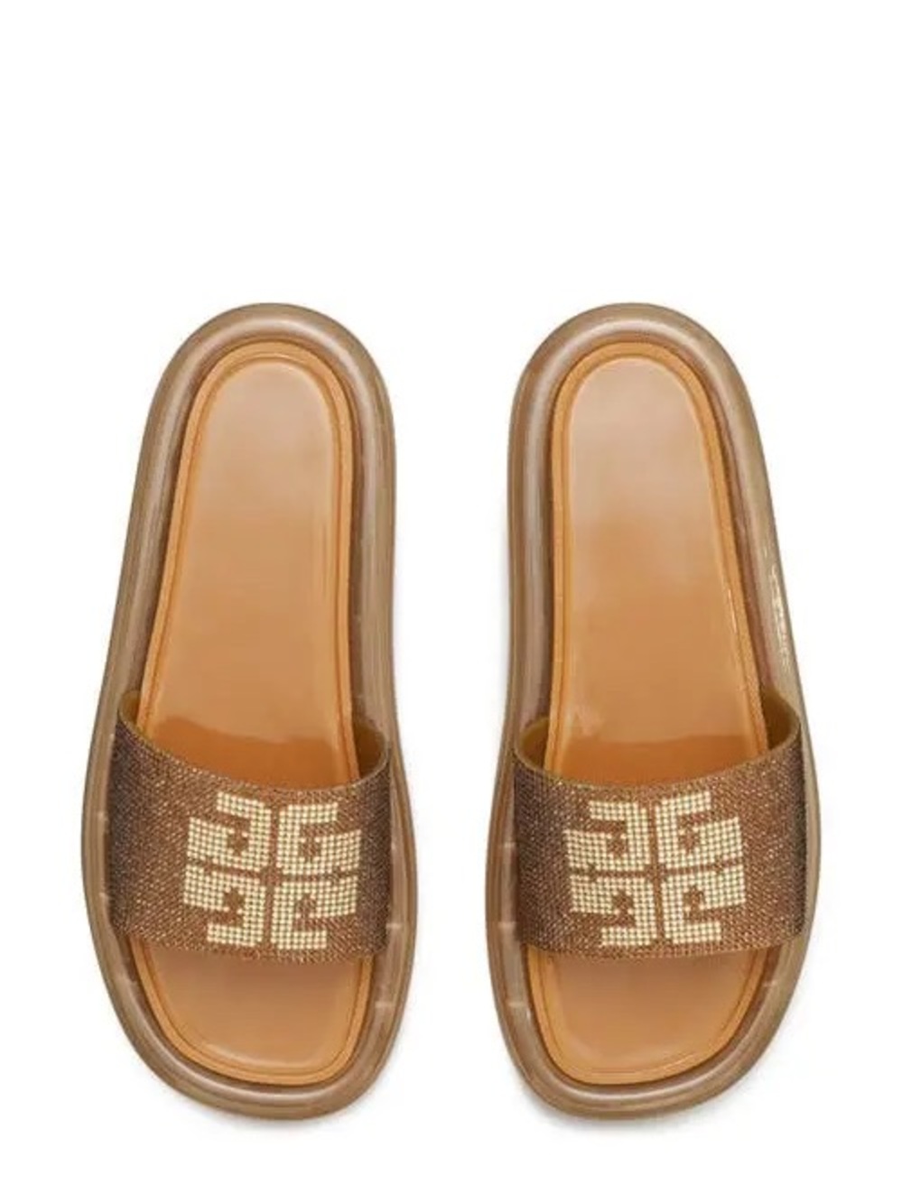 RARE Tory Burch Brown Metallic Logo Slide Sandals
